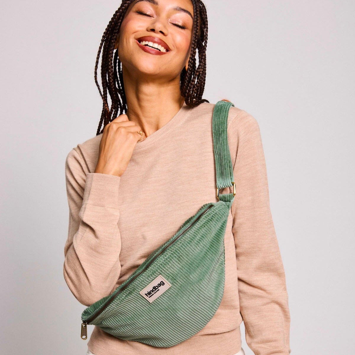 Banane Sasha Velour Vert d'eau Boutique Hindbag