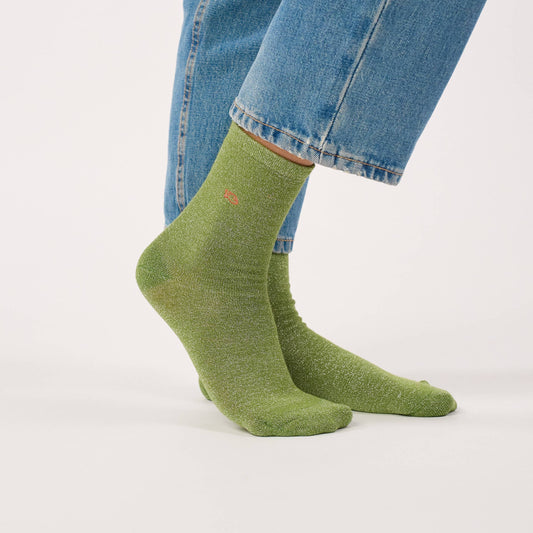 Chaussettes pailletées en coton peigné unies - Basilic Boutique Billybelt