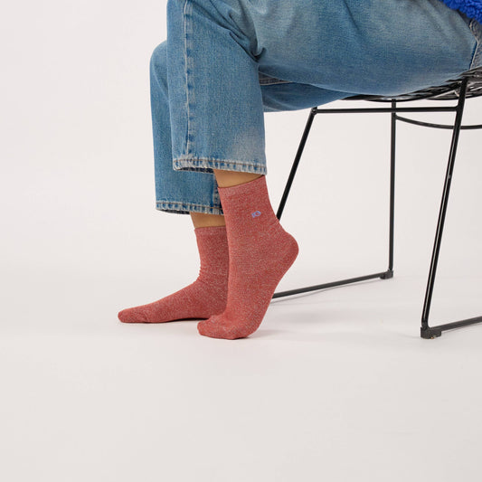 Chaussettes pailletées en coton peigné unies - Brique Boutique Billybelt