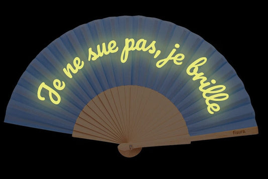 Éventail Je ne sue pas je brille, phosphorescent - Fisura Boutique Fisura