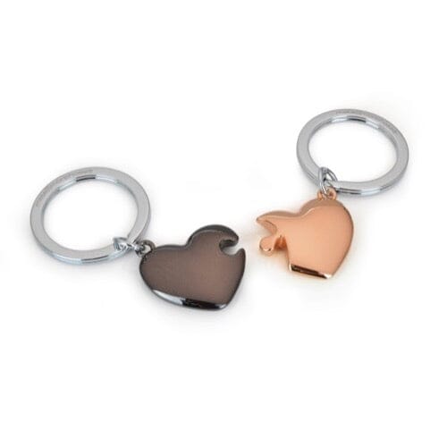 Porte-clés Duo de cœurs noir & rose gold – Metalmorphose Boutique Metalmorphose