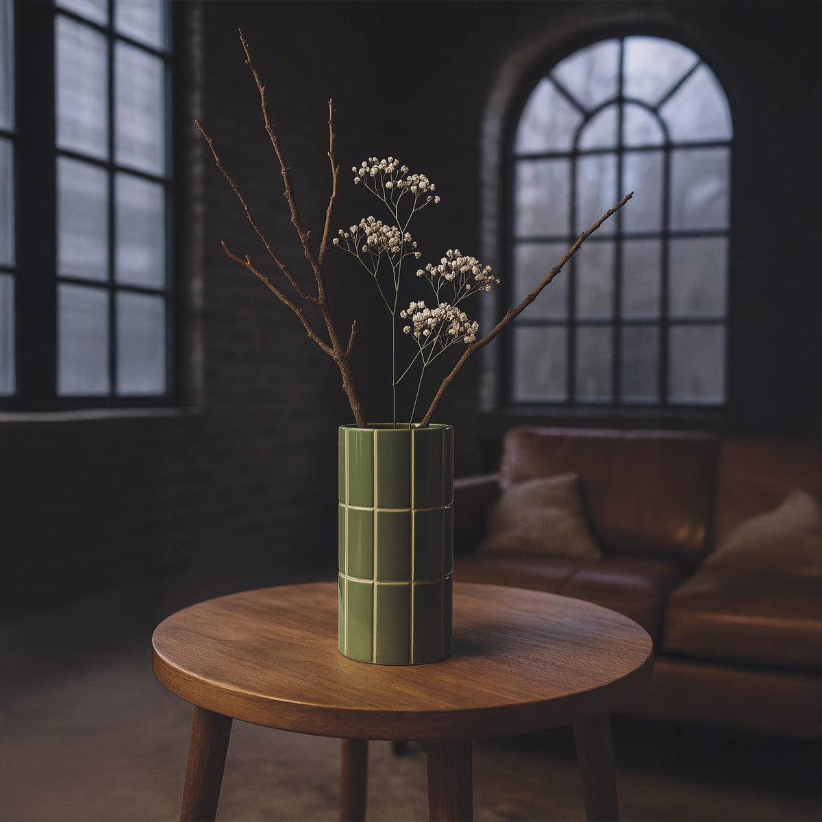 Vase carrelage mm kaki D10,5 H23cm Boutique Opjet Paris