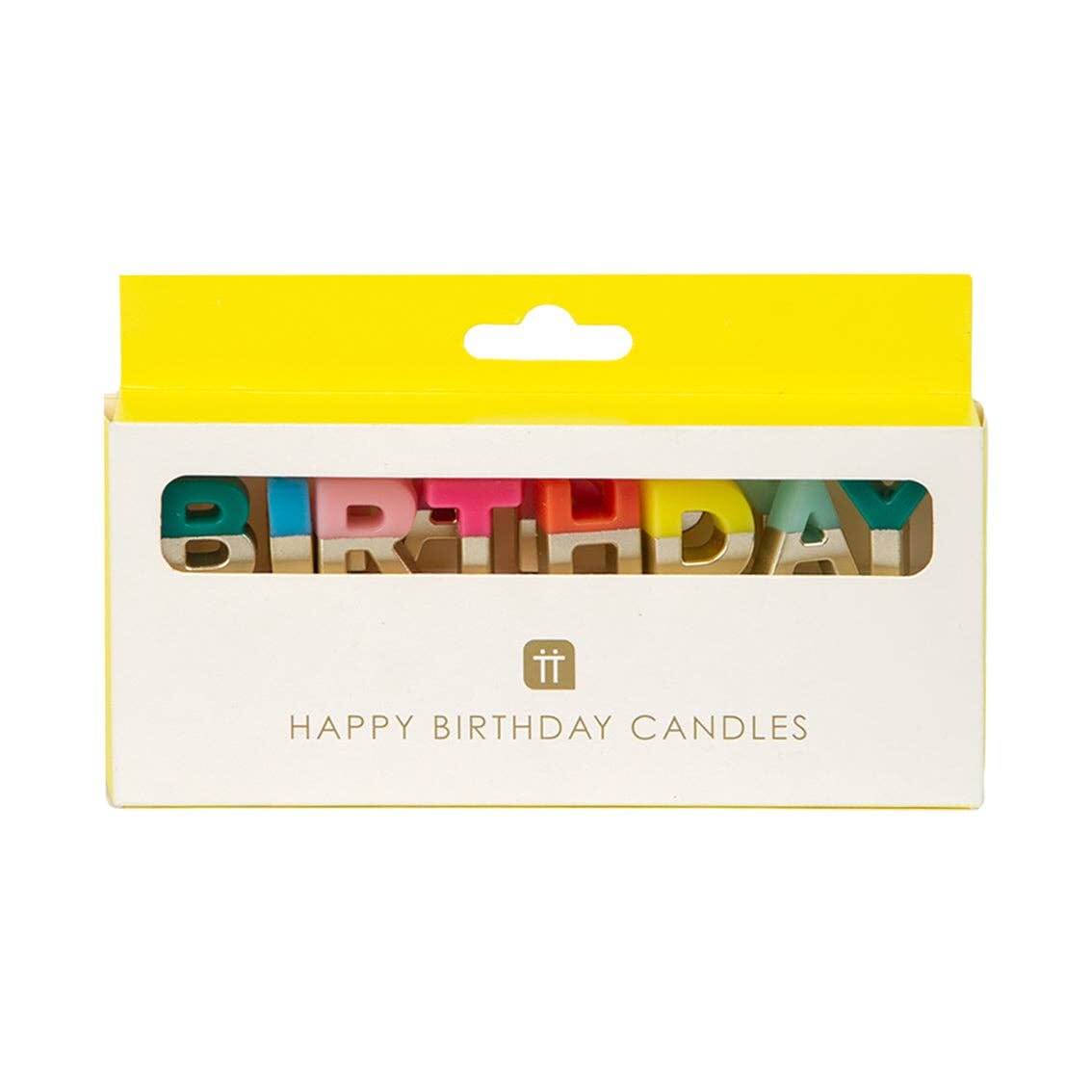 Bougies lettres « Joyeux anniversaire » arc‑en‑ciel Boutique Talking Tables 