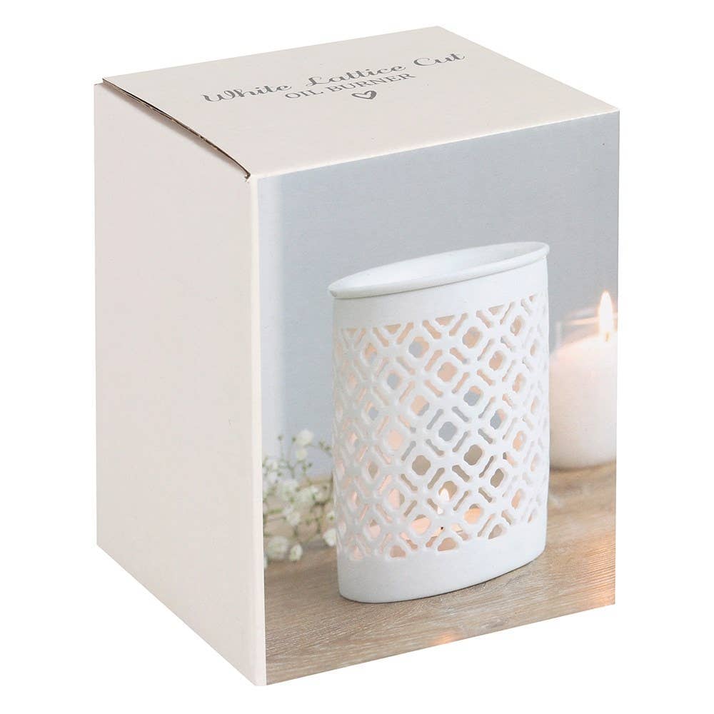 Brûle-parfum et chauffe-cire blanc mat à motif ajouré Boutique Something Different Wholesale 