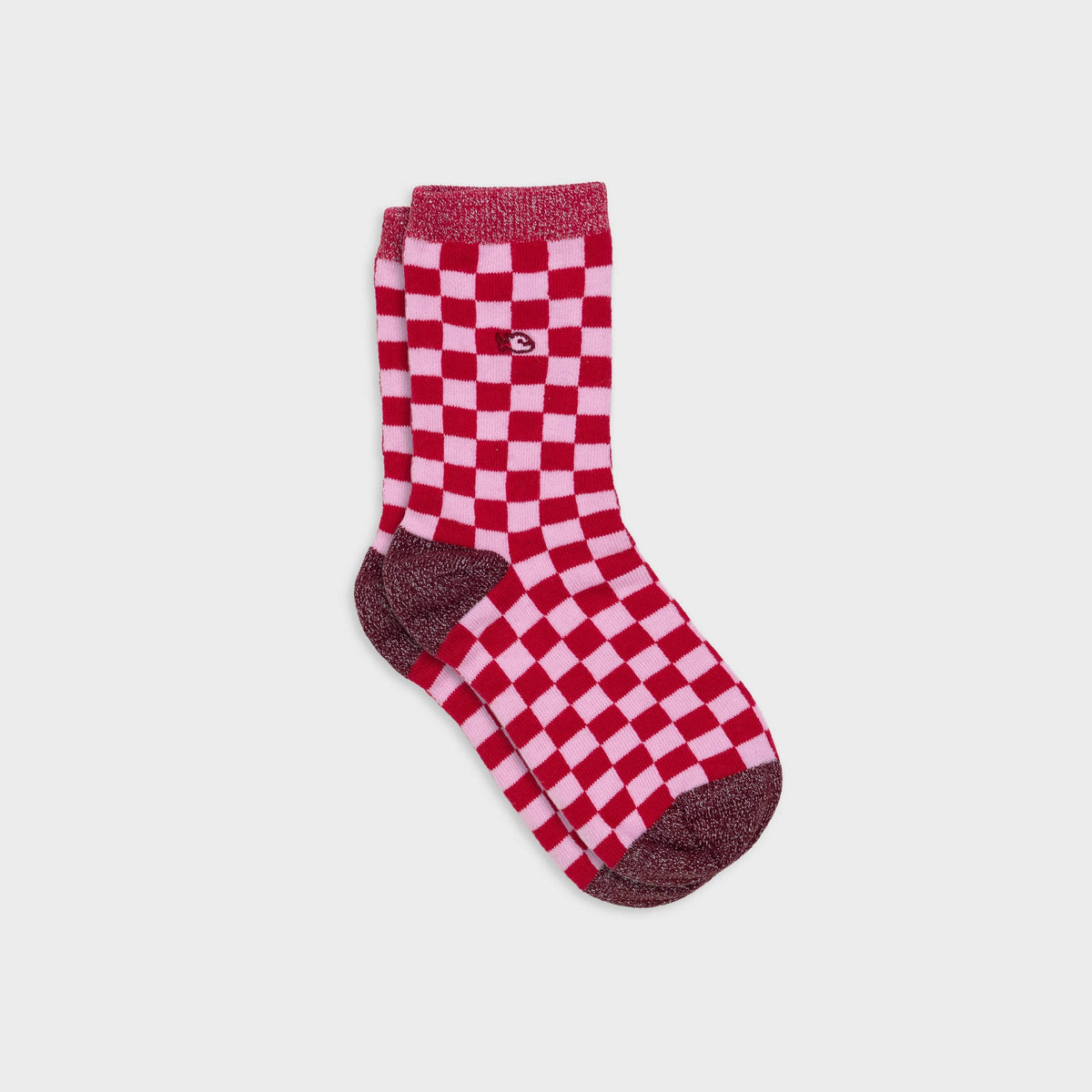 Chaussettes en coton peigné à carreaux - Rouge et rose Boutique Billybelt 