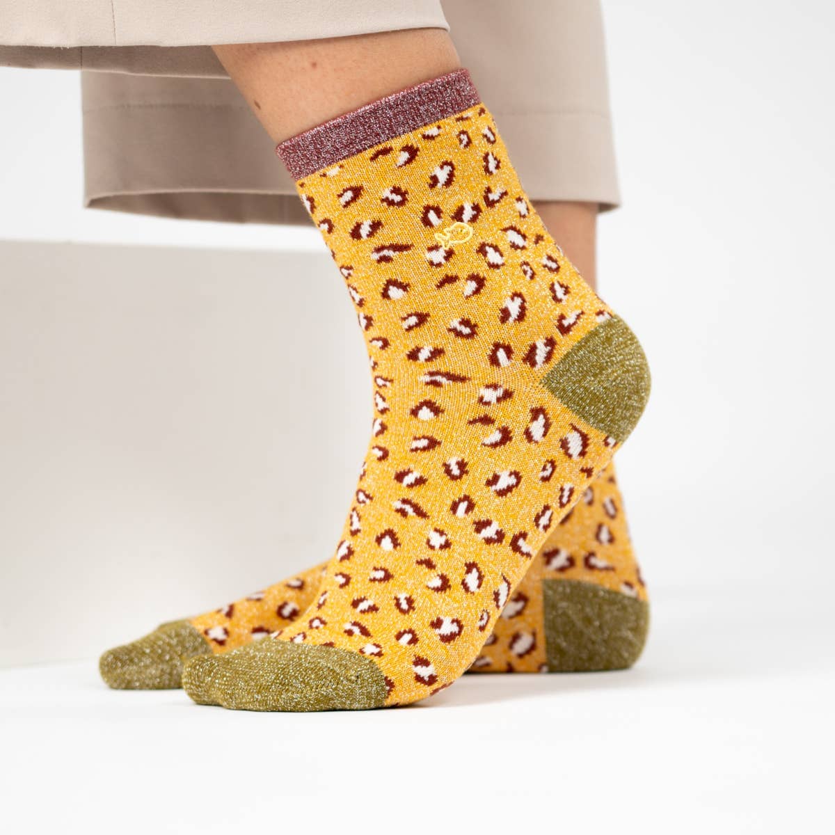 Chaussettes Léopard Pailletées - Jaune Boutique Billybelt 