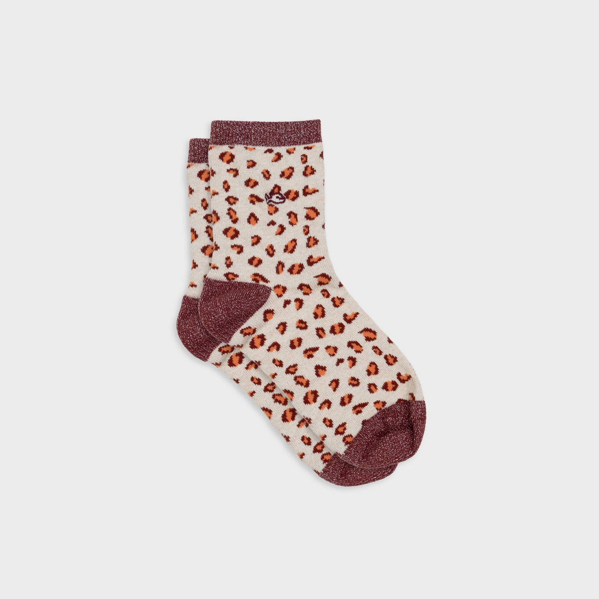Chaussettes pailletées en coton peigné léopard - Beige Boutique Billybelt 