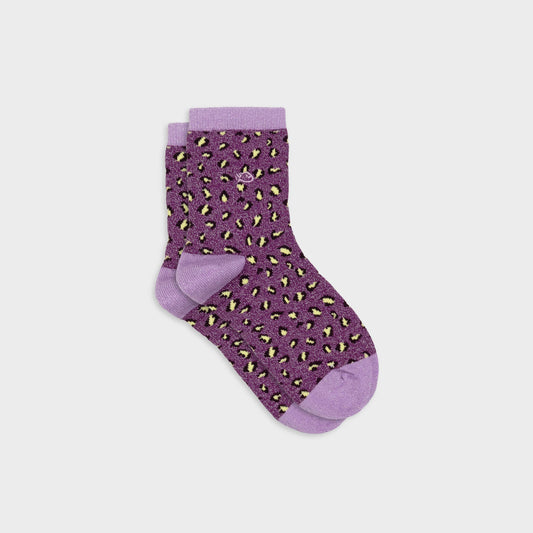 Chaussettes pailletées en coton peigné léopard - Violet Boutique Billybelt 