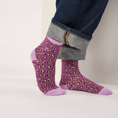 Chaussettes pailletées en coton peigné léopard - Violet Boutique Billybelt 