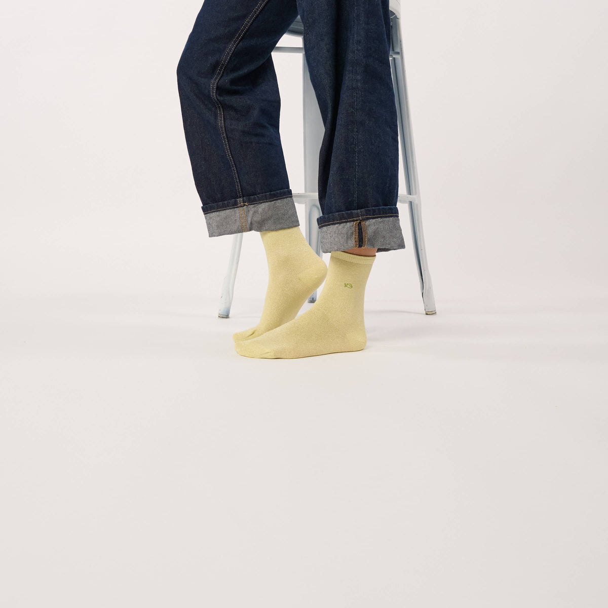 Chaussettes pailletées en coton peigné unies - Jaune clair Boutique Billybelt 