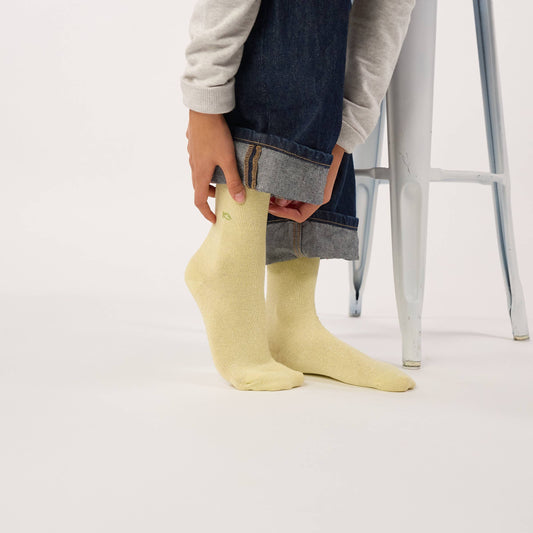 Chaussettes pailletées en coton peigné unies - Jaune clair Boutique Billybelt 