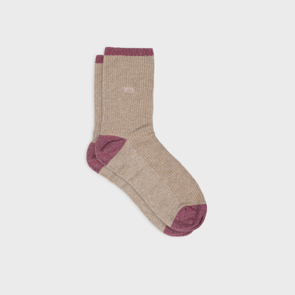 Chaussettes pailletées en coton peigné vintage - Beige Boutique Billybelt 