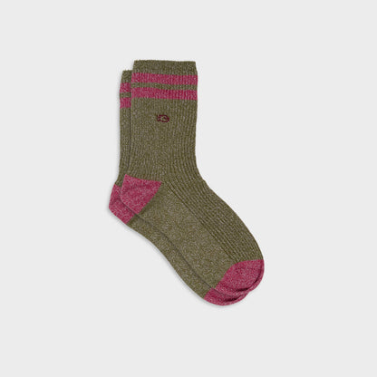 Chaussettes pailletées en coton peigné vintage - Kaki Boutique Billybelt 