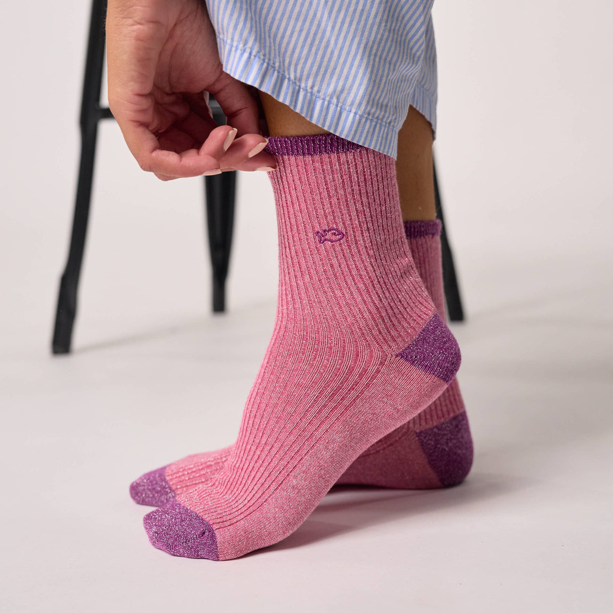 Chaussettes pailletées en coton peigné vintage - Rose Boutique Billybelt 
