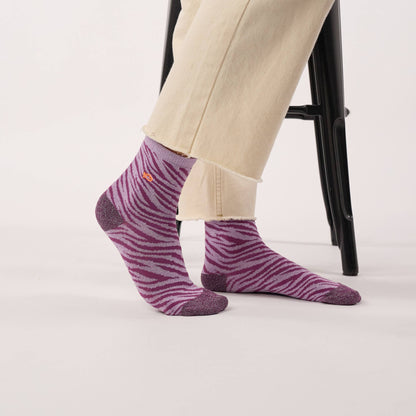 Chaussettes pailletées en coton peigné zèbre - Violet Boutique Billybelt 