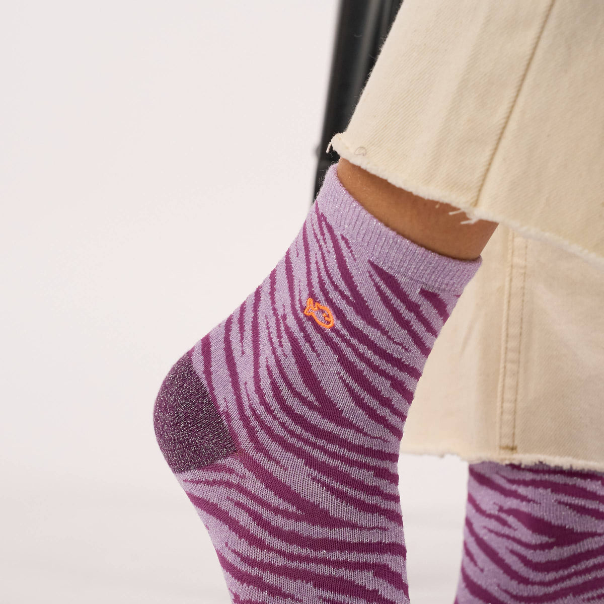 Chaussettes pailletées en coton peigné zèbre - Violet Boutique Billybelt 