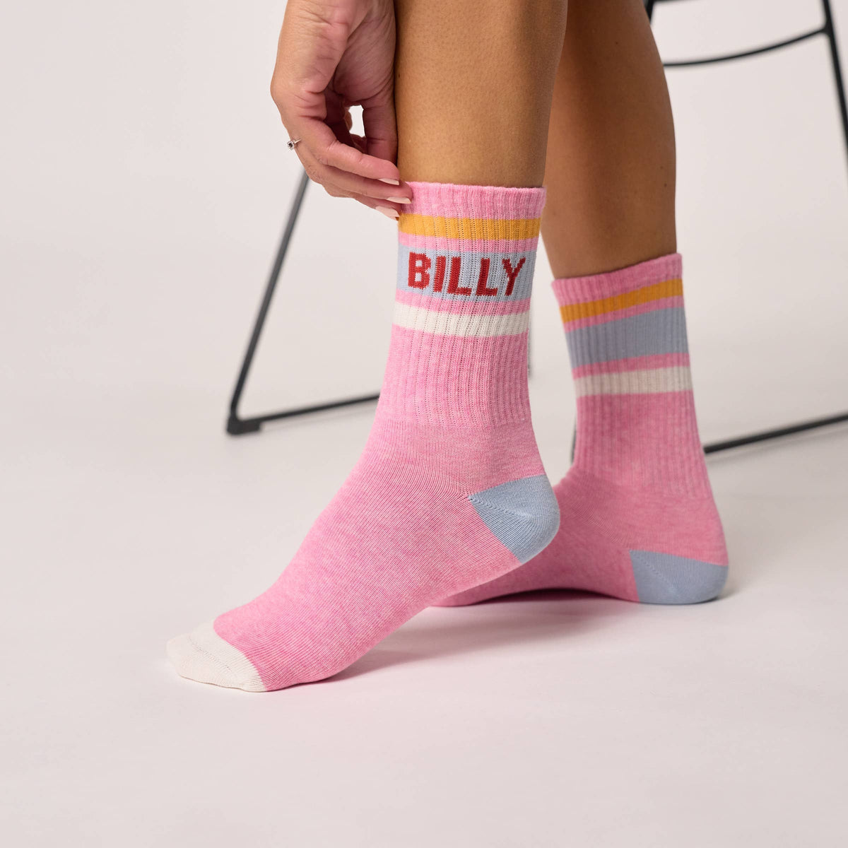 Chaussettes tennis - Rose, rayé bleu et orange Boutique Billybelt 