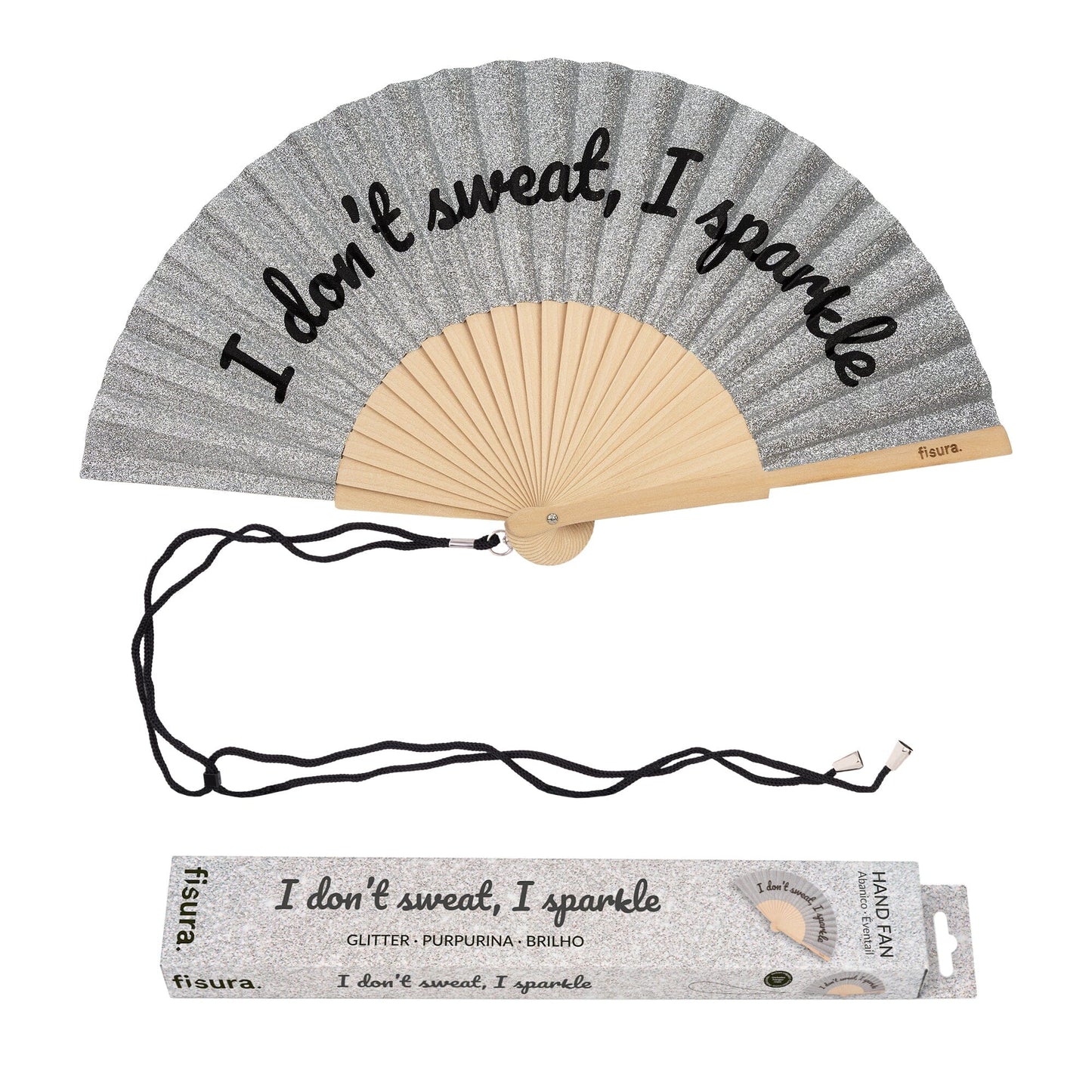 Éventails Fisura - Plusieurs modèles Boutique Fisura I don't sweat I sparkle glitter 