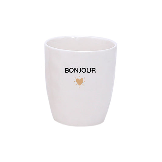 Gobelet message bonjour doré D7,3 H8,2cm Boutique Opjet Paris 