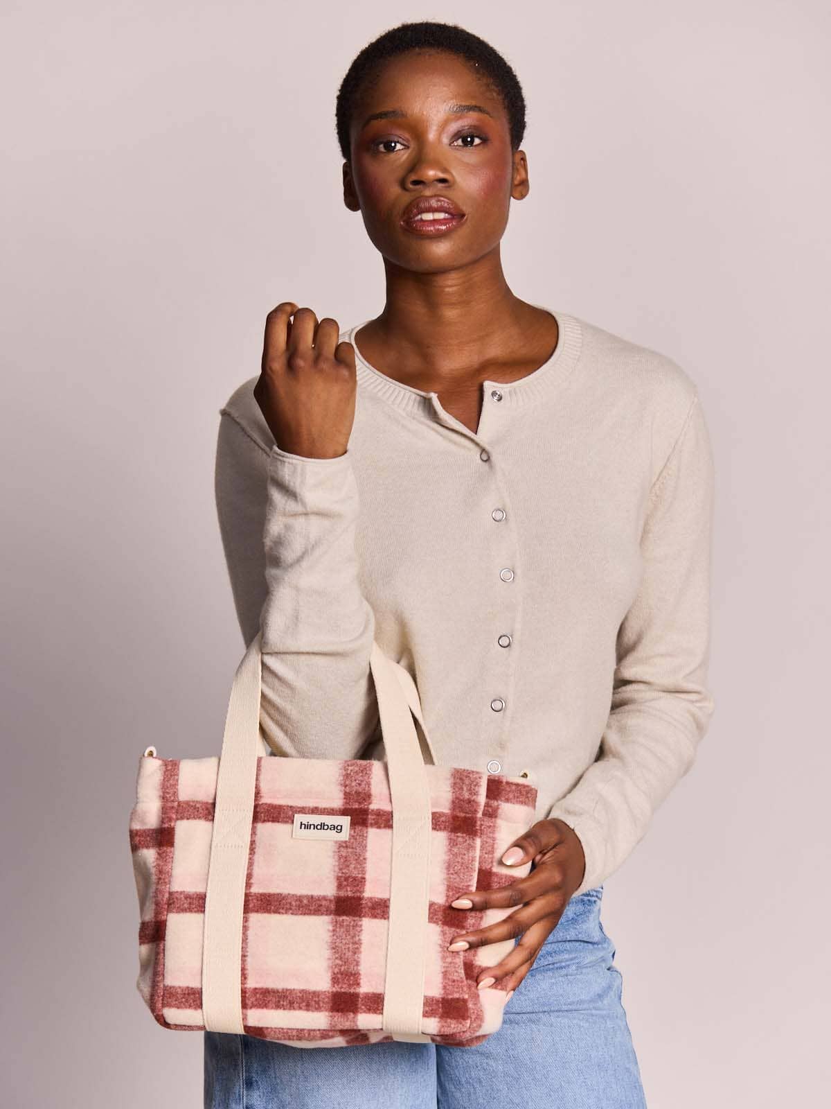 Mini cabas Louise tartan rose Boutique Hindbag 
