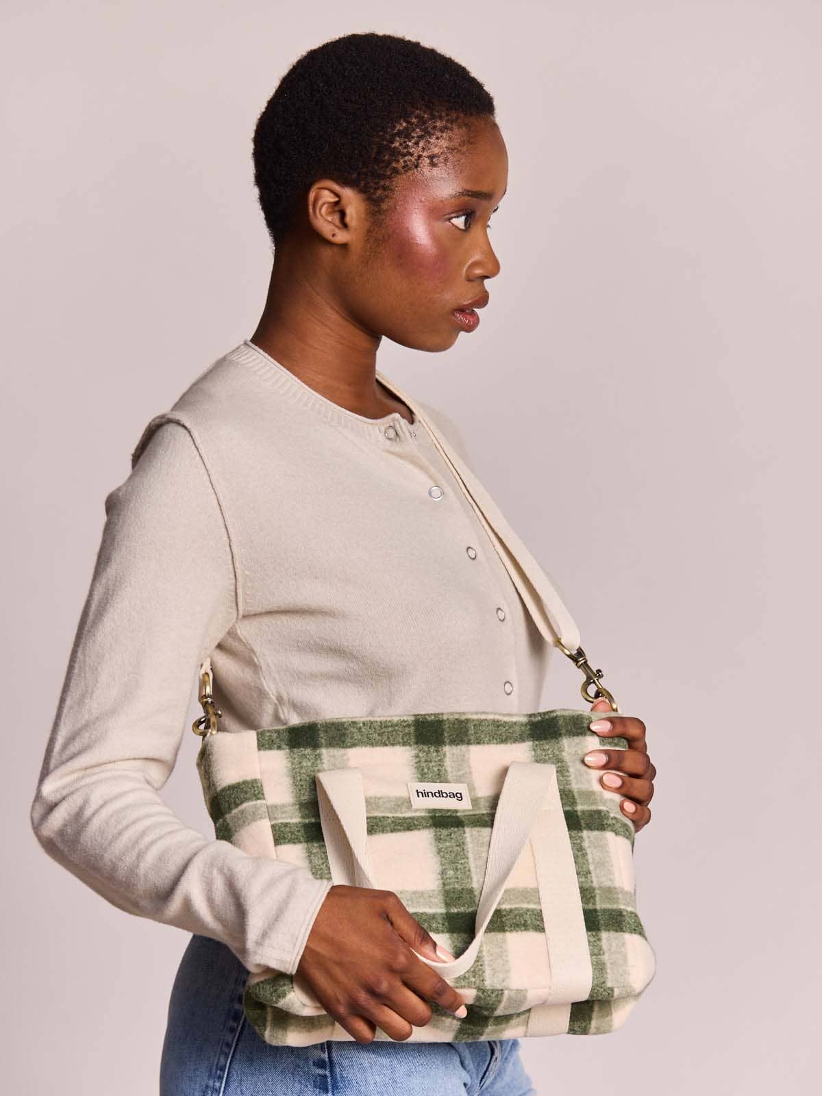 Mini cabas Louise tartan vert Boutique Hindbag 