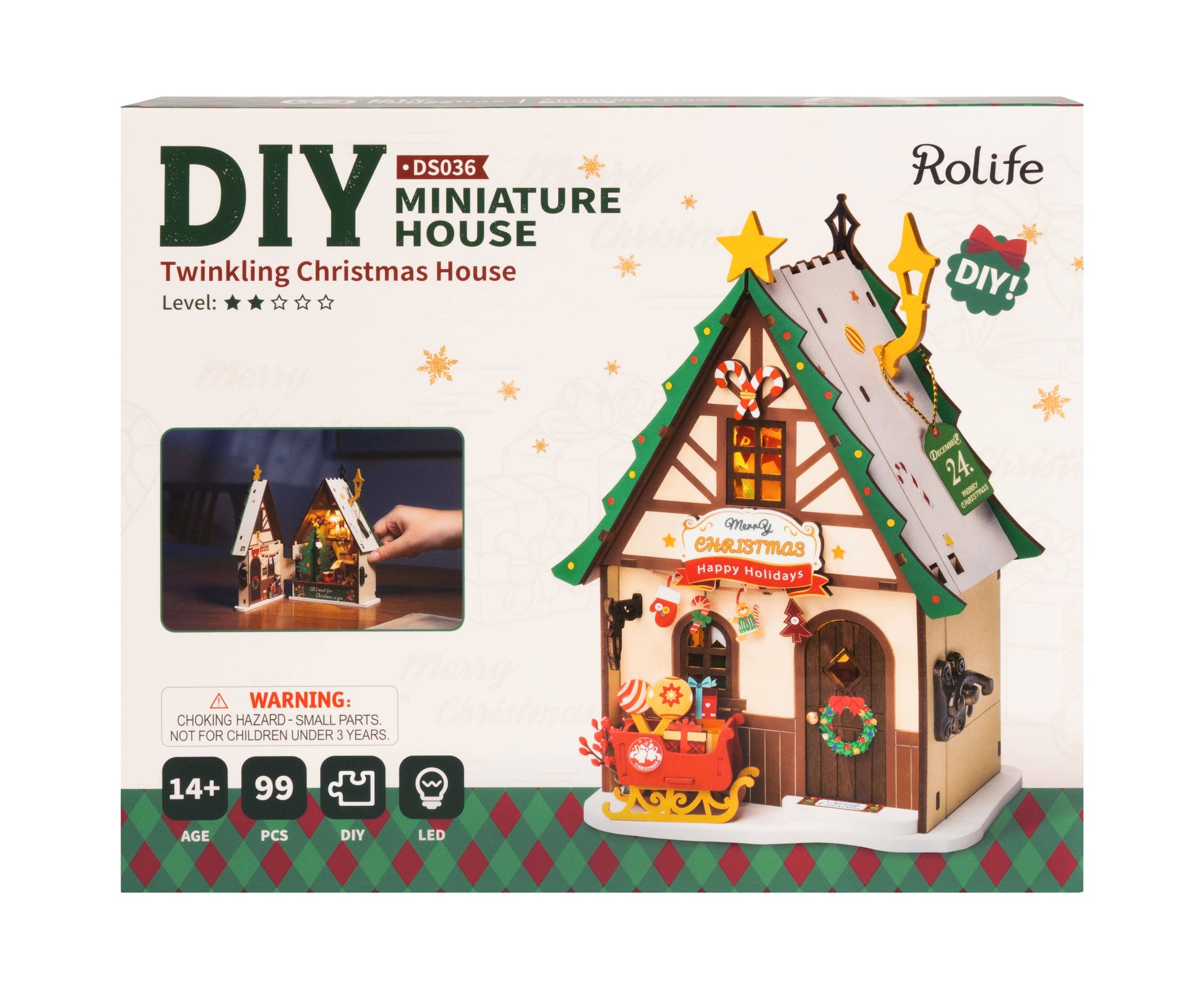 Rolife DIY Maison Miniature – Maquette Twinkling Christmas House (DS036) Boutique Rolife Robotime 