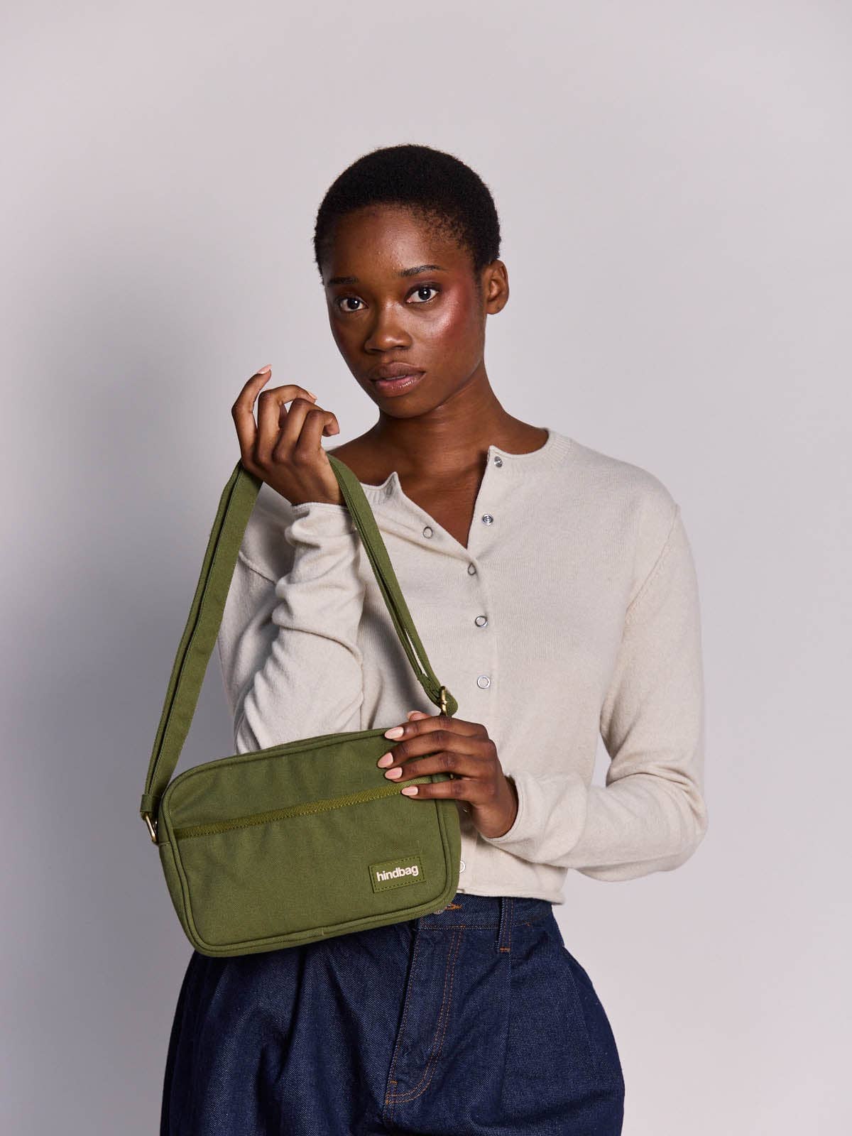 Sac bandoulière Nino coton Olive - Hindbag Boutique Hindbag 