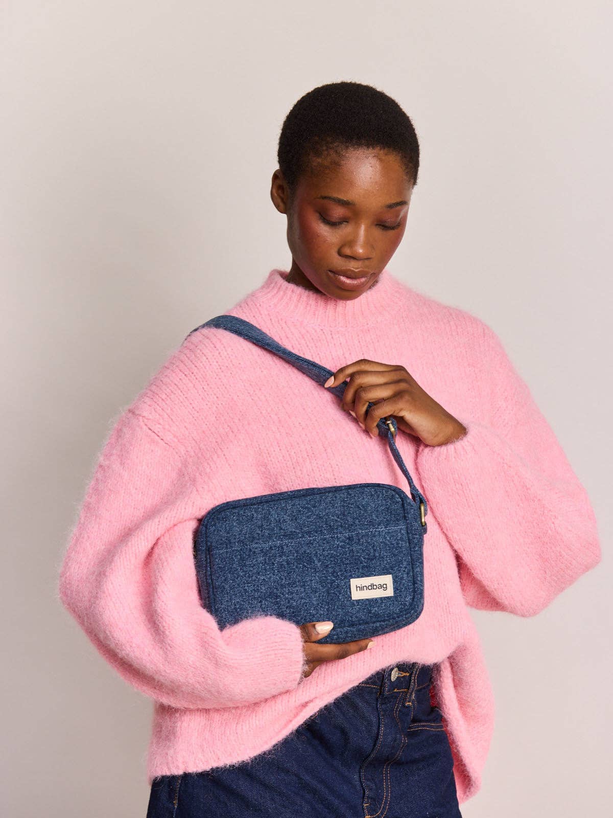 Sac bandoulière Nino denim bleu foncé Boutique Hindbag 