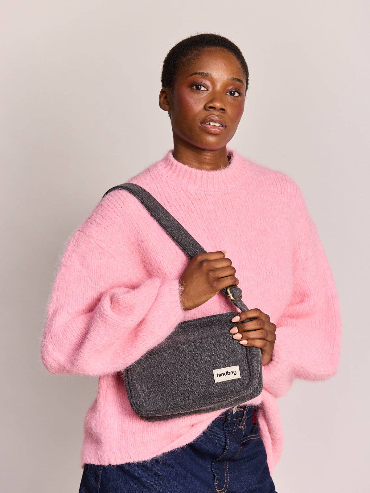 Sac bandoulière Nino denim gris foncé Boutique Hindbag 