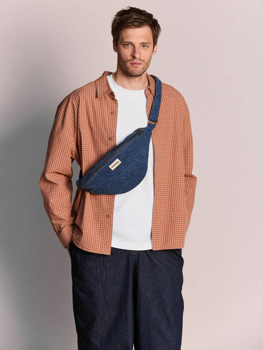 Sac bandoulière sasha denim bleu foncé Boutique Hindbag 