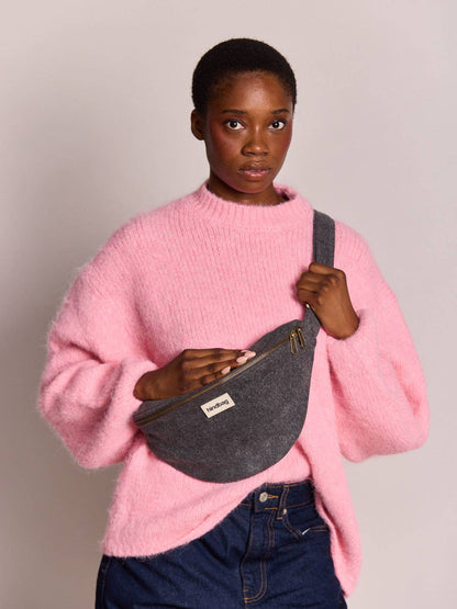 Sac bandoulière sasha denim gris foncé Boutique Hindbag 