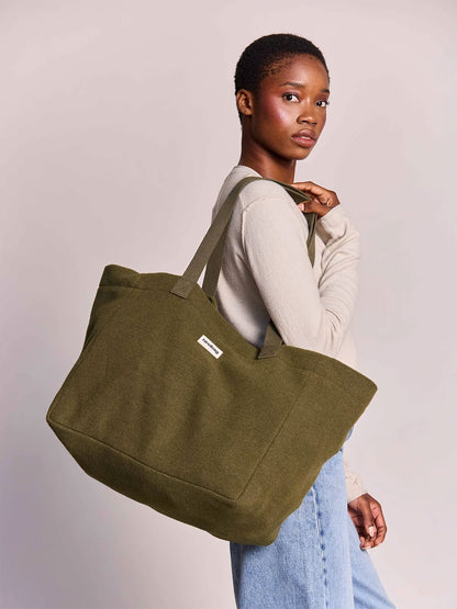 Sac cabas Claude effet lainé khaki Boutique Hindbag 