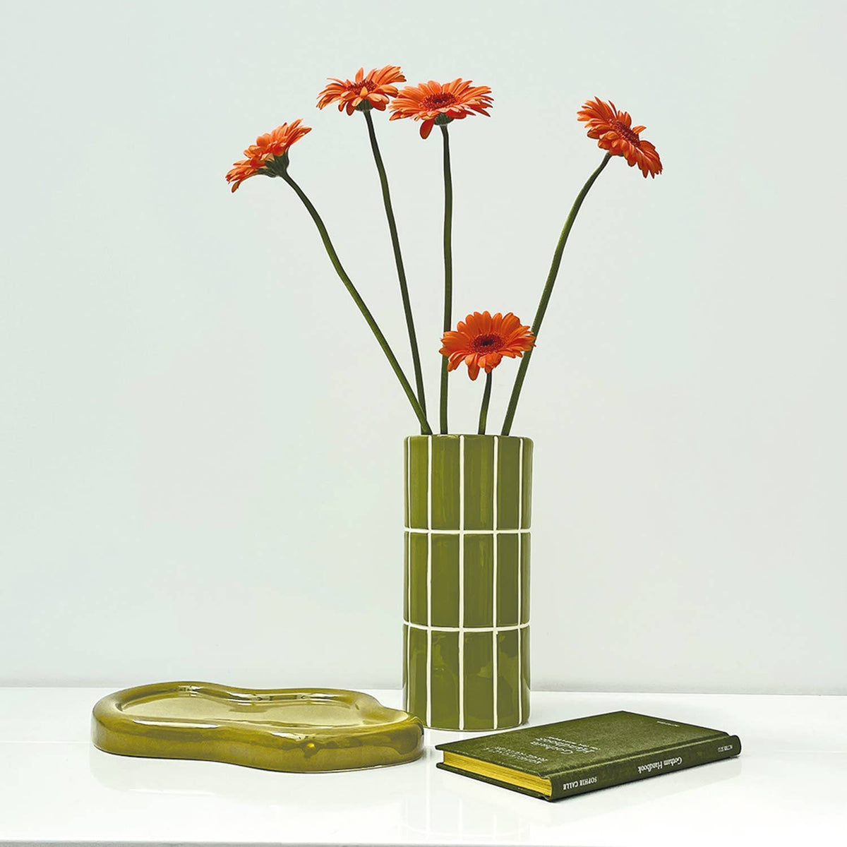 Vase carrelage mm kaki D10,5 H23cm Boutique Opjet Paris 
