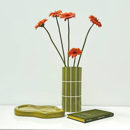 Vase carrelage mm kaki D10,5 H23cm Boutique Opjet Paris 