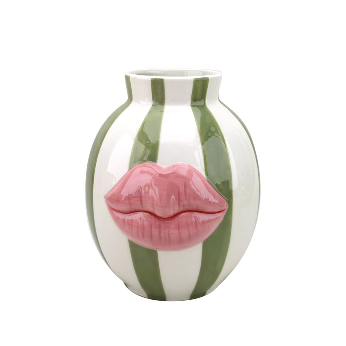 Vase kiss rayure vert L18,8 P16,9 H20,8cm Boutique Opjet Paris 